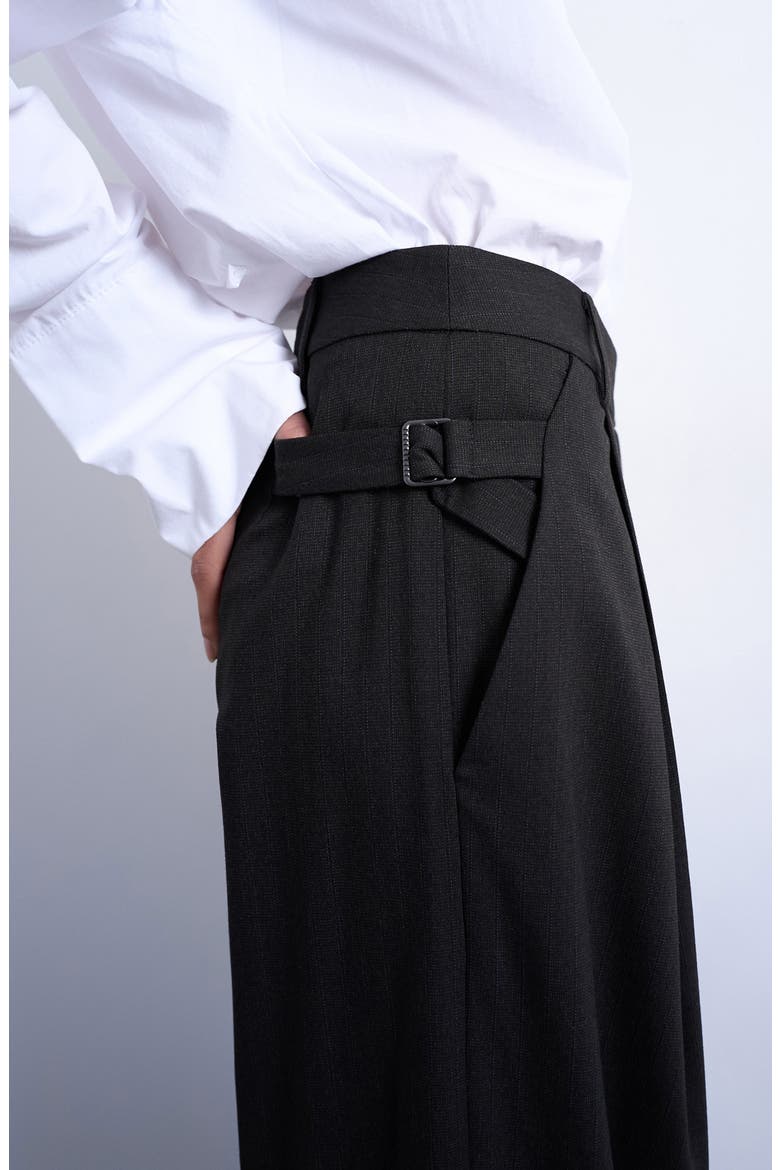 Pinstripe Pleated Wide Leg Pants, Alternate, color, BROWN