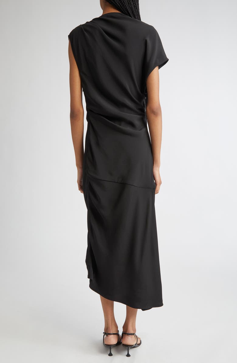 Proenza Schouler Hallie Hammered Viscose Asymmetric Hem Dress, Alternate, color, Black