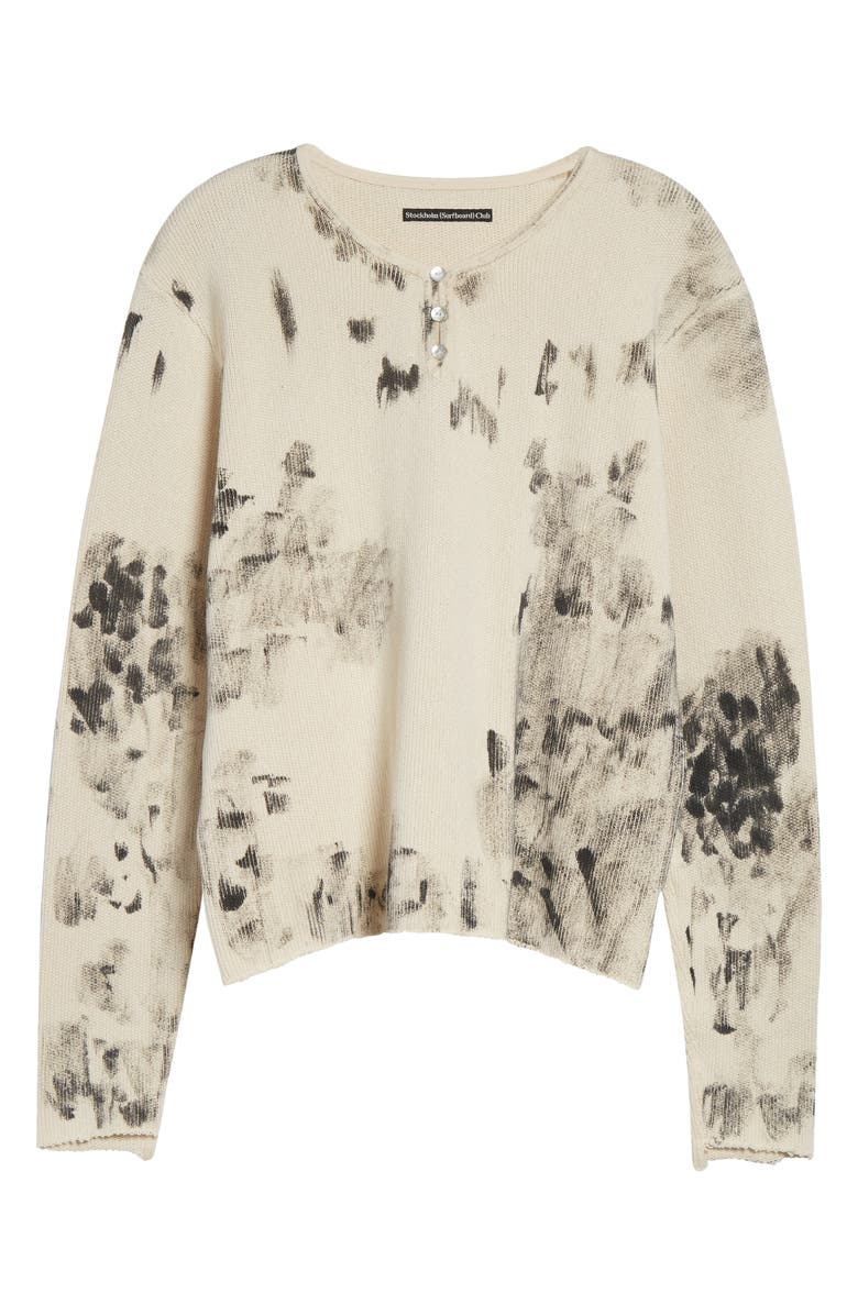 STOCKHOLM SURFBOARD CLUB Bon Stained Long Sleeve Henley, Alternate, color, Dirty White