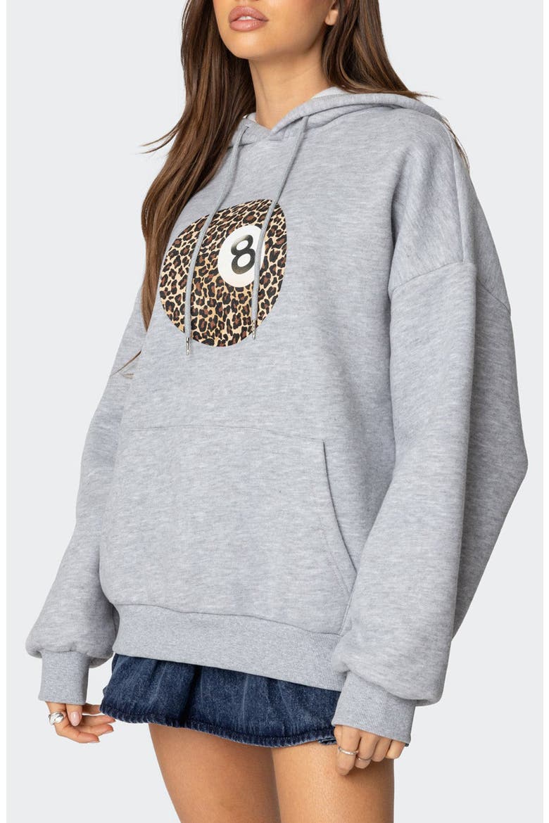 Leopard 8 Oversize Hoodie, Alternate, color, GRAY-MELANGE
