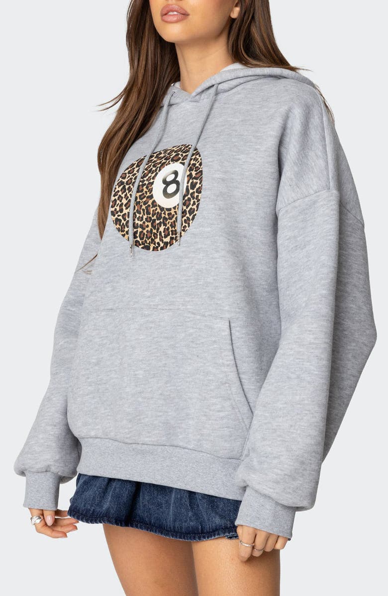 EDIKTED Leopard 8 Oversize Hoodie, Alternate, color, Gray-Melange