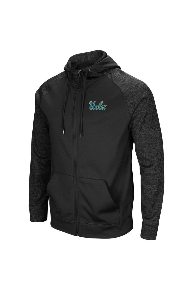 Men's Colosseum Black UCLA Bruins Blackout 3.0 Tonal Raglan Full-Zip Hoodie, Alternate, color, Black