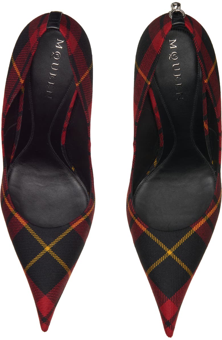 McQueen Tartan Pointed Toe Pump, Alternate, color, Red