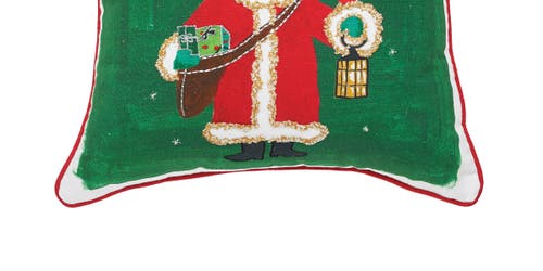 C & F Home C&f Home Father Christmas Alphabet Printed & Embellished Throw Pillow In Green