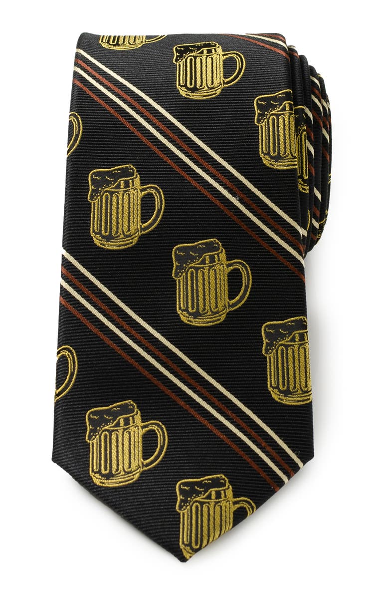 Cufflinks, Inc. Beeraficionado Stripe Silk Blend Tie, Main, color, Brown