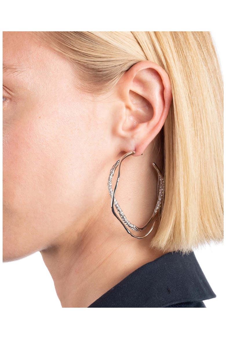 Intertwined Pavé Hoop Earrings, Alternate, color, CHAMPAGNE