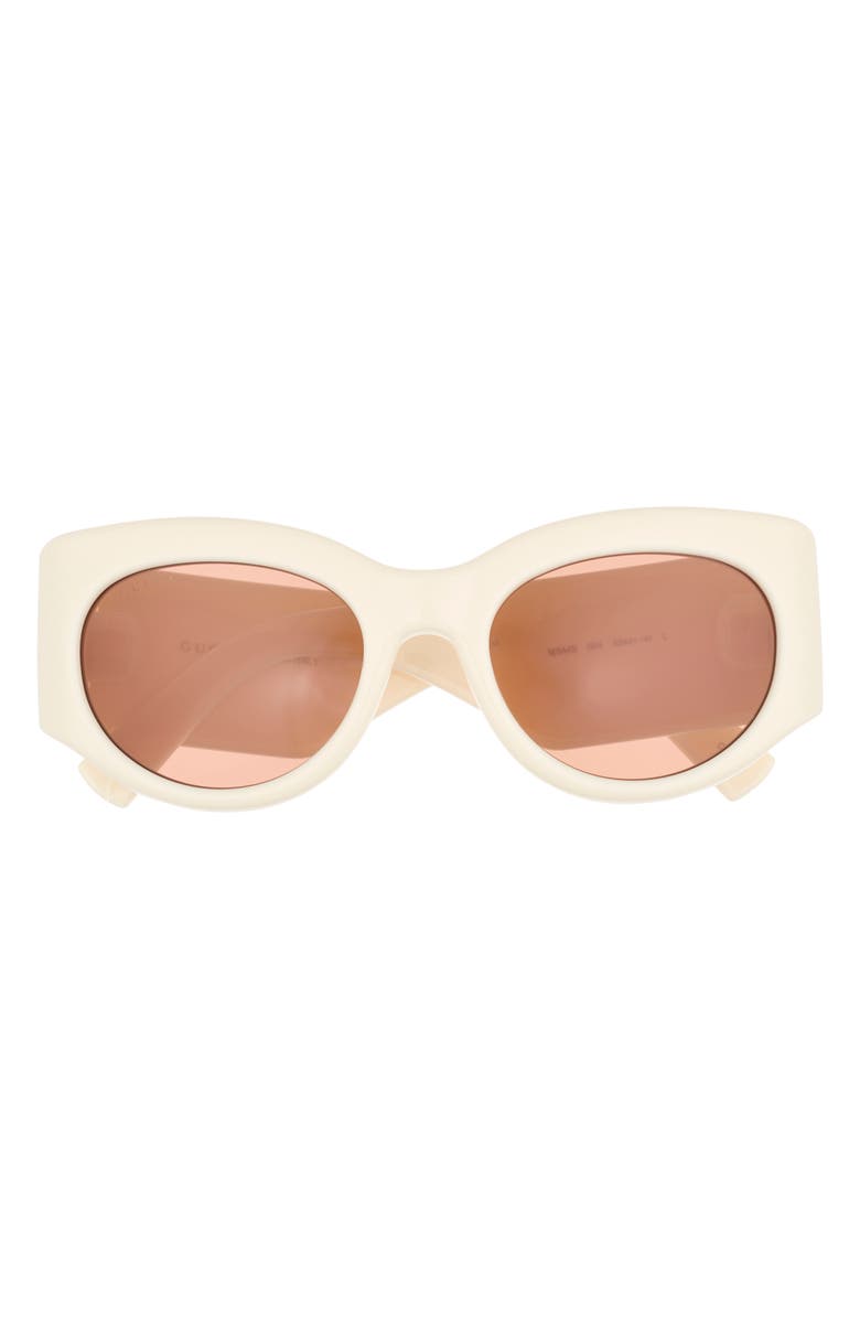 Gucci 53mm Modified Cat Eye Sunglasses, Main, color, Ivory Ivory Brown