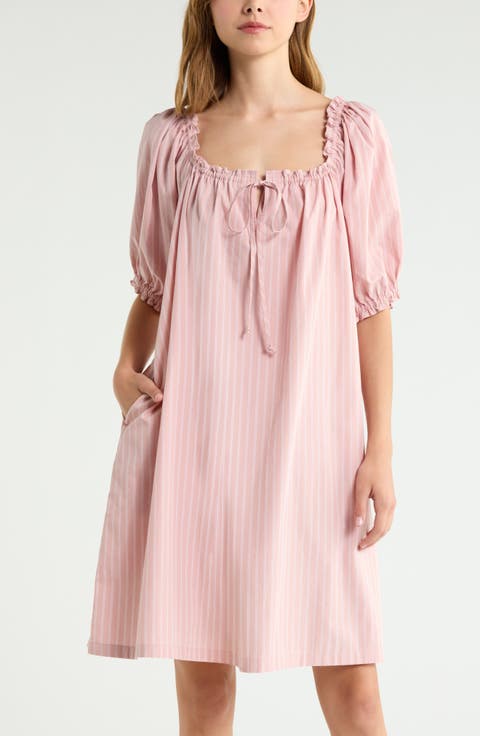 Tie Front Cotton Nightgown