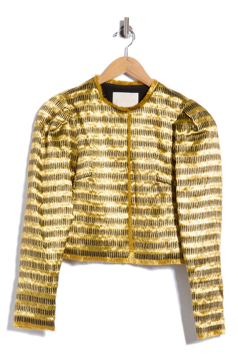 Belle Collarless Jacket, Alternate, color, GOLD SPUN