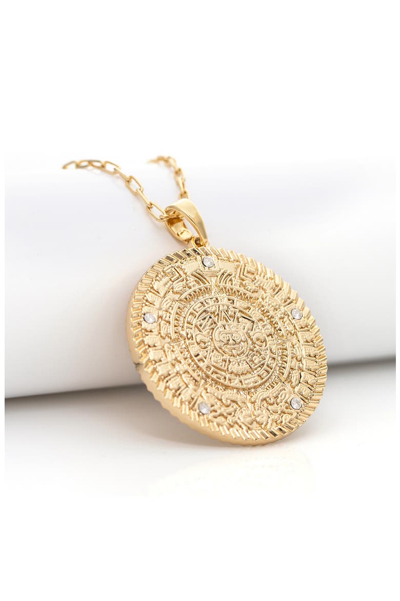 Medallion Cubic Zirconia Pendant Necklace, Alternate, color, POLISHED