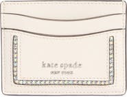 Kate Spade New York morgan crystal inlay saffino leather card wallet