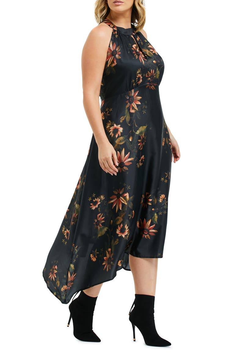 Moody Blooms Floral Halter Midi Dress, Alternate, color, PRINT