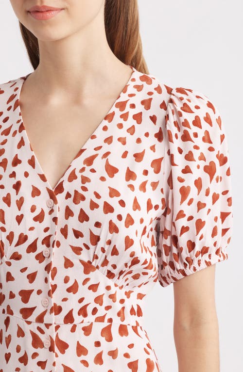 & Other Stories Zora Heart Print Dress In Pink Dusty Light