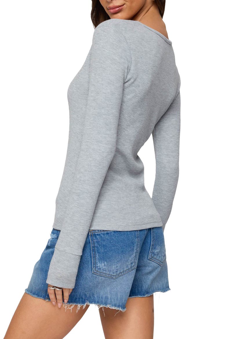 Helanie Long Sleeve Waffle Stitch Henley, Alternate, color, GRAY-MELANGE