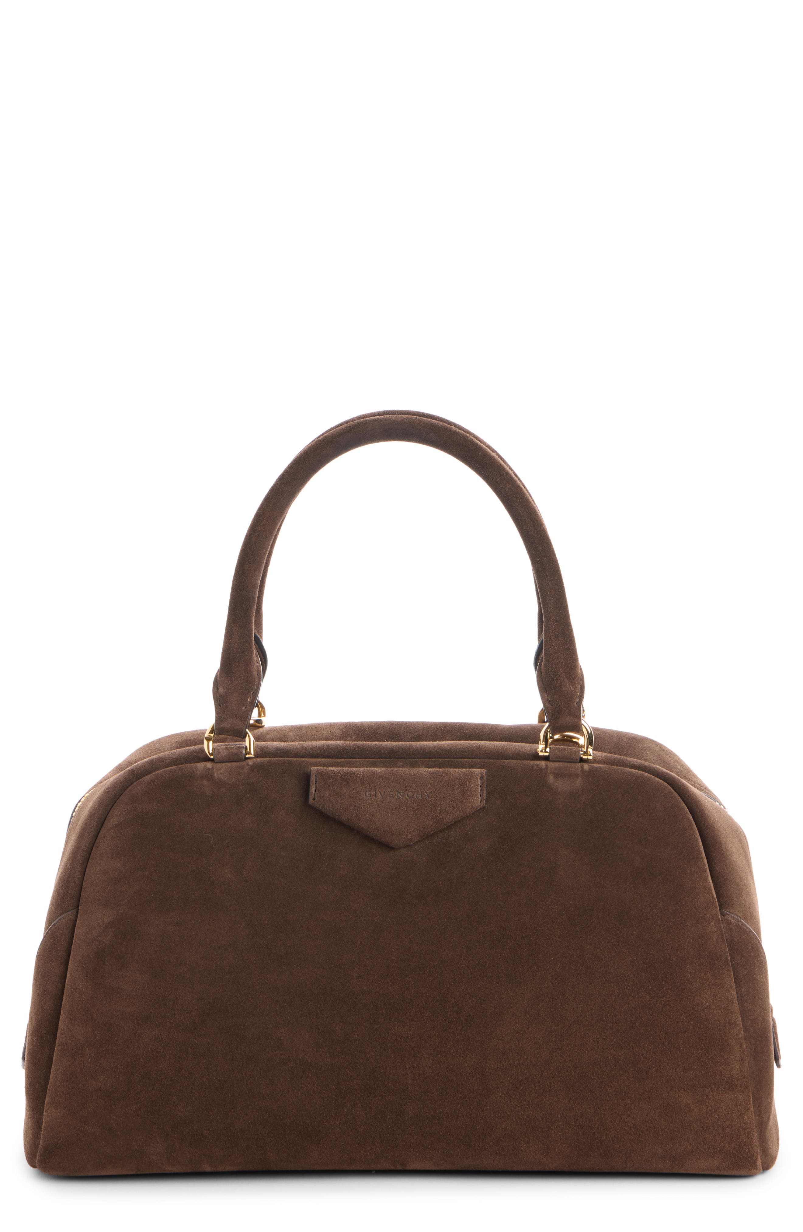 Givenchy Medium Antigona Soft Suede East/West Satchel, Main, color, Ebony Brown