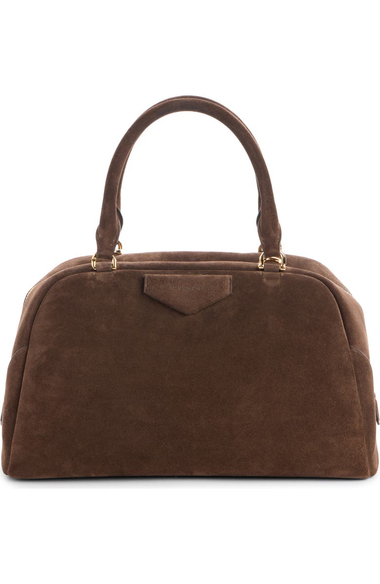 Givenchy Medium Antigona Soft Suede East/West Satchel, Main, color, Ebony Brown
