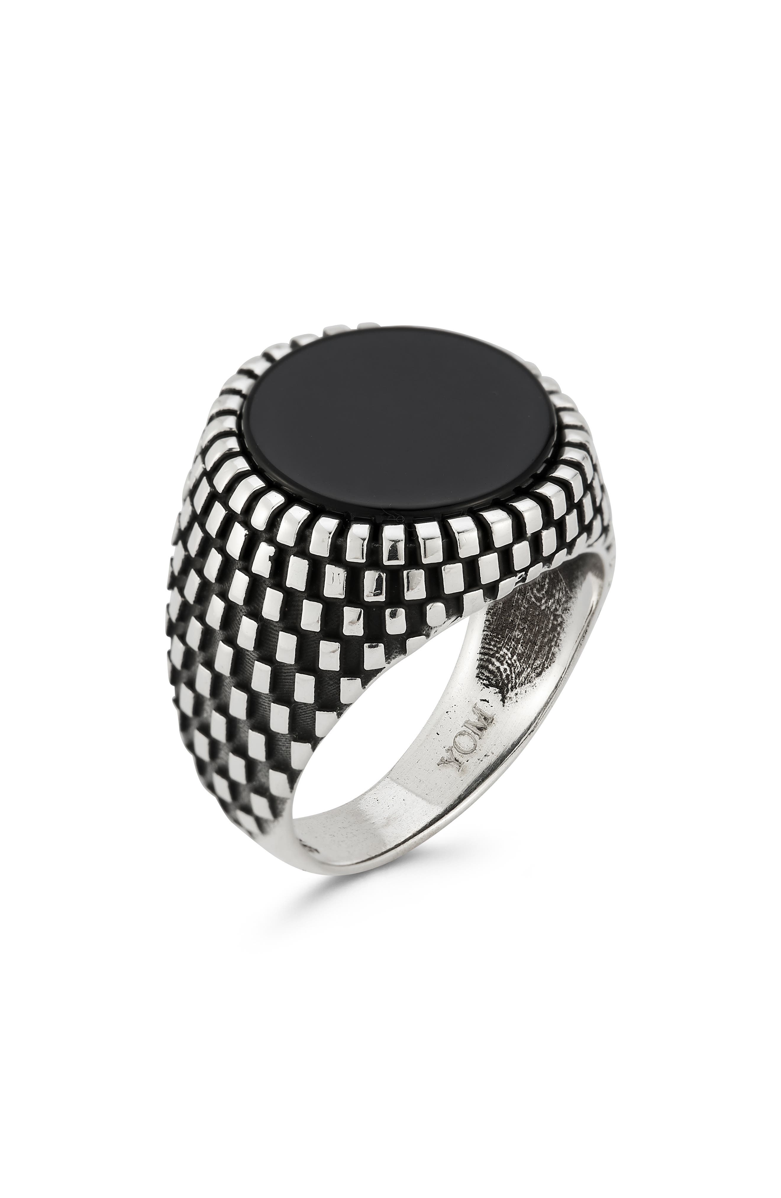 Yield of Men Sterling Silver Oxidized Black Onyx Signet Ring