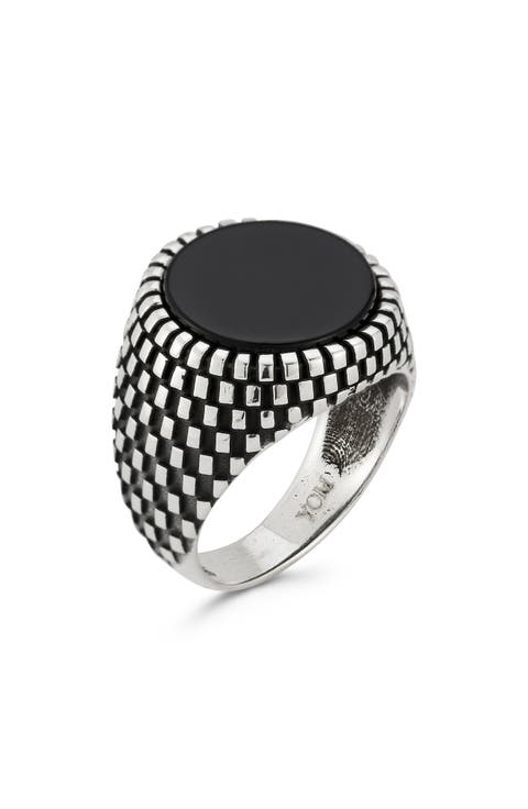Sterling Silver Oxidized Black Onyx Signet Ring