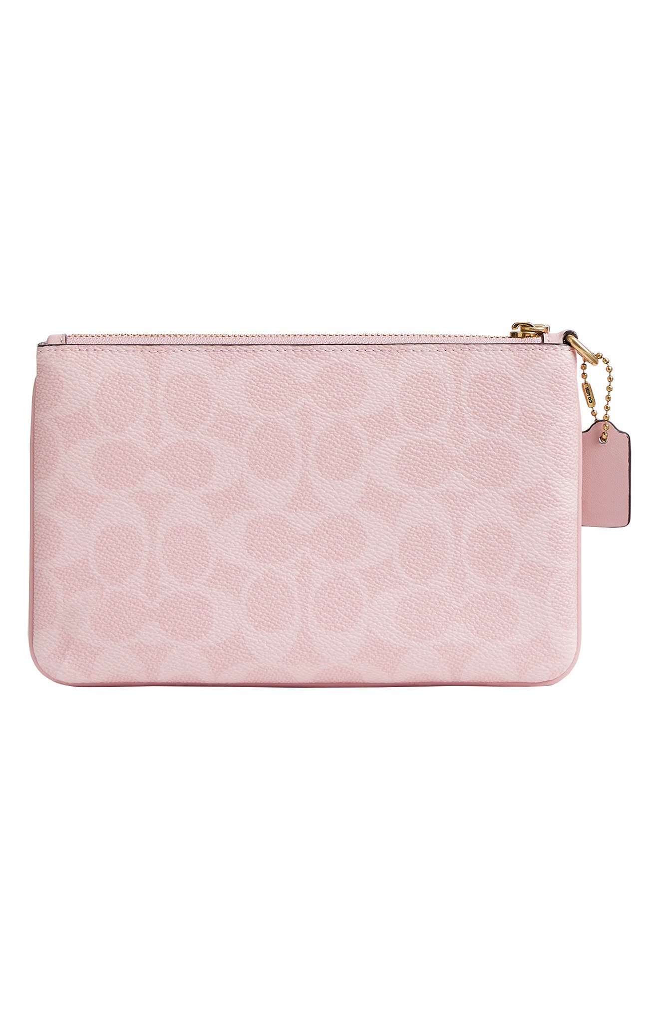 Signature Coated Canvas & Leather Small Wristlet with Charms, Alternate, color, B4/ POWDER PINK