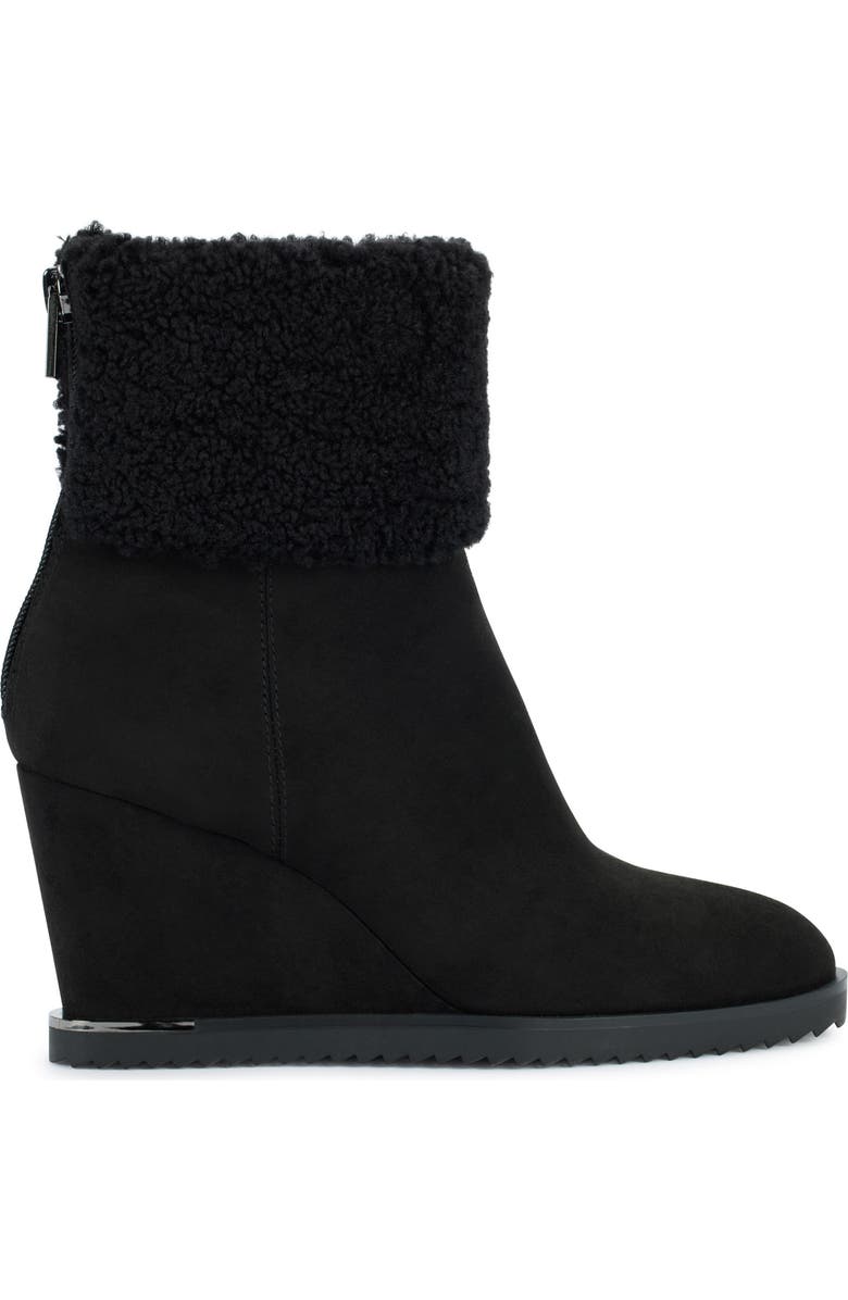 DKNY Powell Faux Shearling Wedge Bootie, Alternate, color, Blk - Black