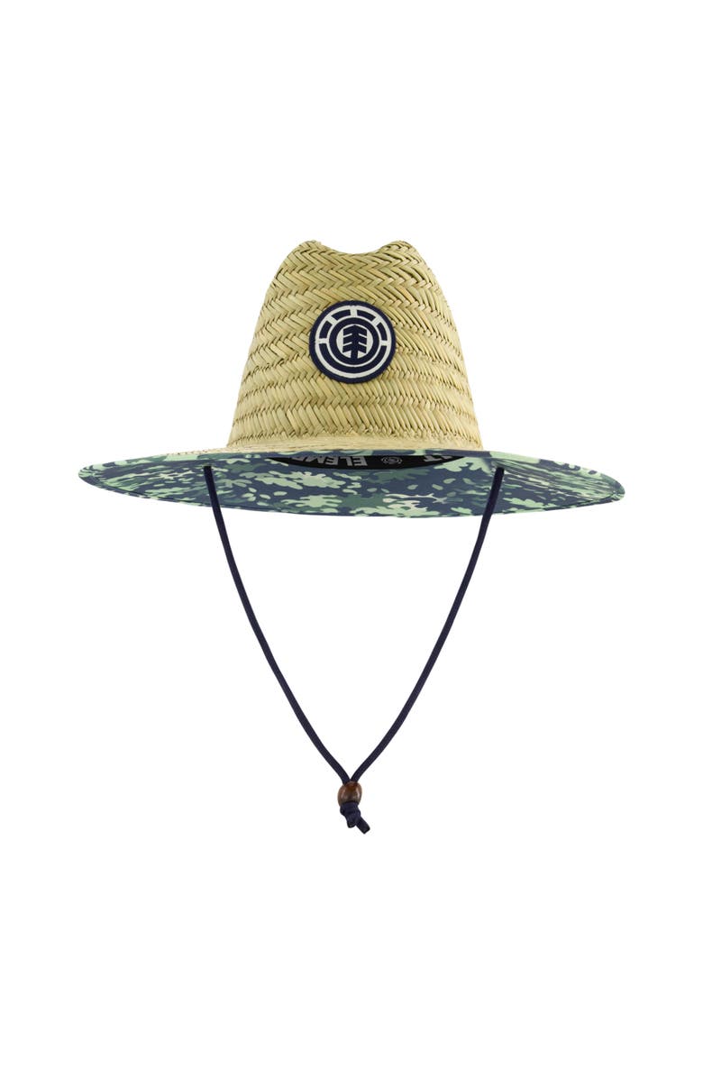 Element Woven Seagrass Lifeguard Hat with Camo Under Brim and Braided Chin Cord, Main, color, Green