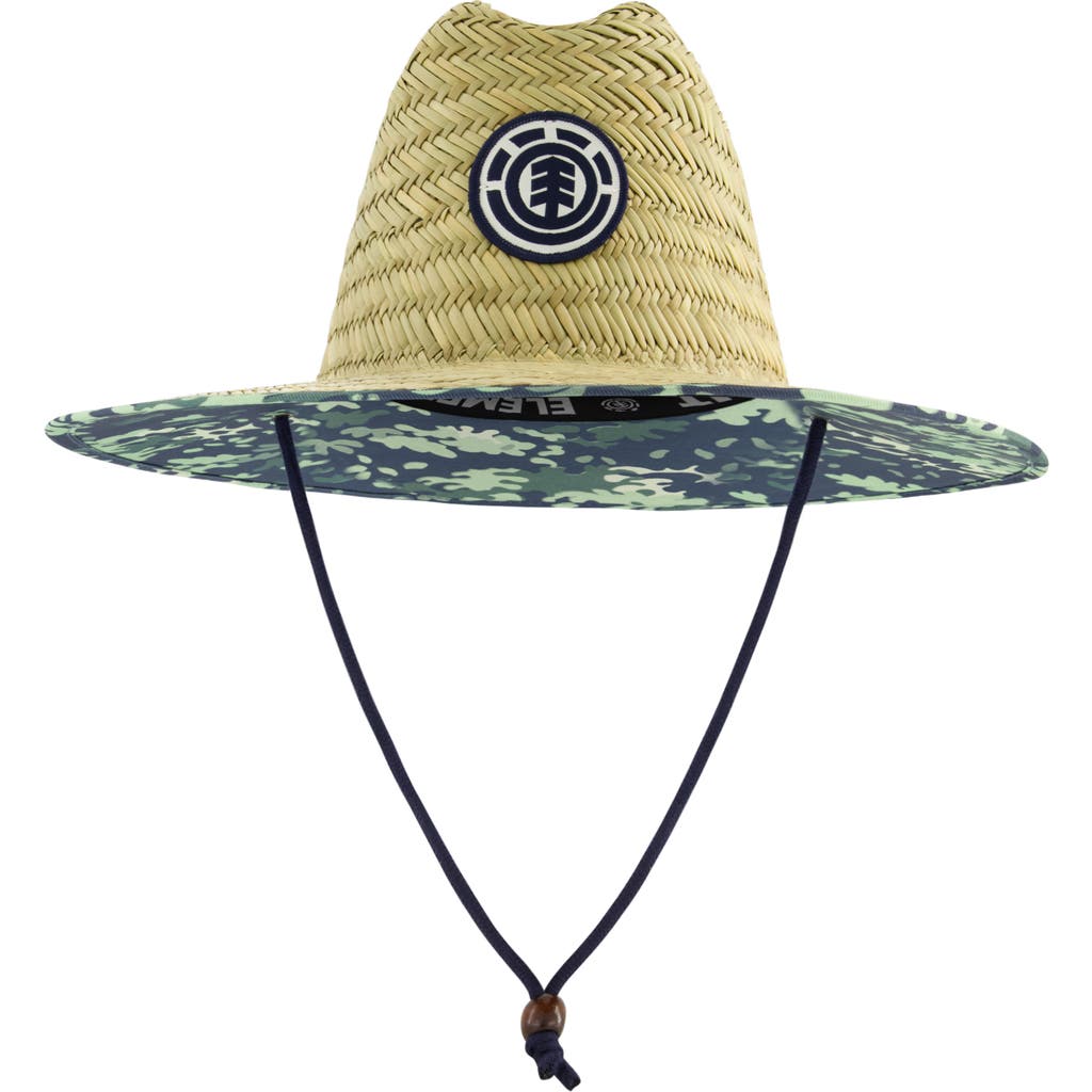 Element Woven Seagrass Lifeguard Hat With Camo Under Brim And Braided Chin Cord In Multi