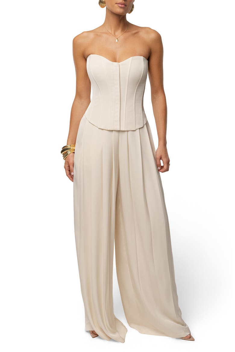 VIiv Satin Strapless Bustier Top, Alternate, color, CREAM