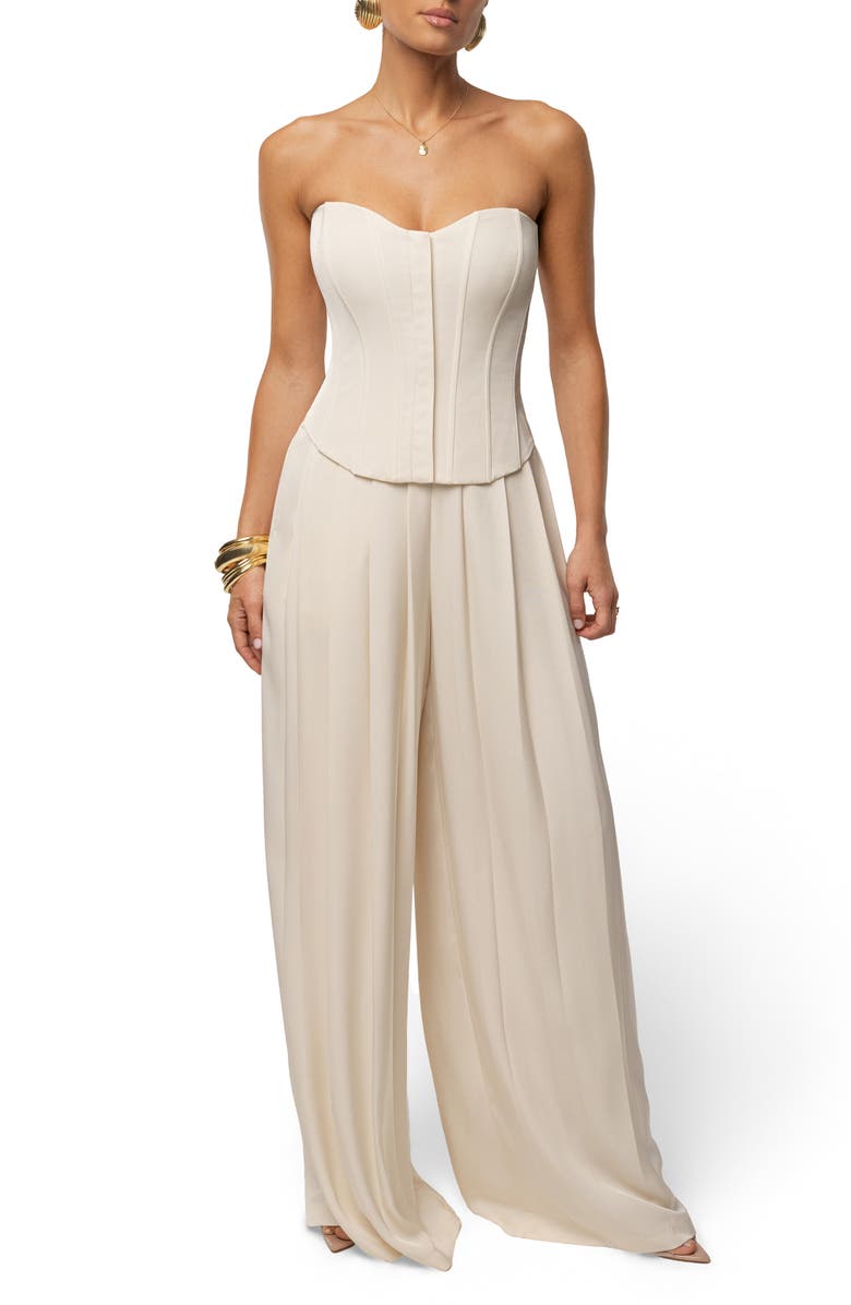 JLUXLABEL VIiv Satin Strapless Bustier Top, Alternate, color, Cream