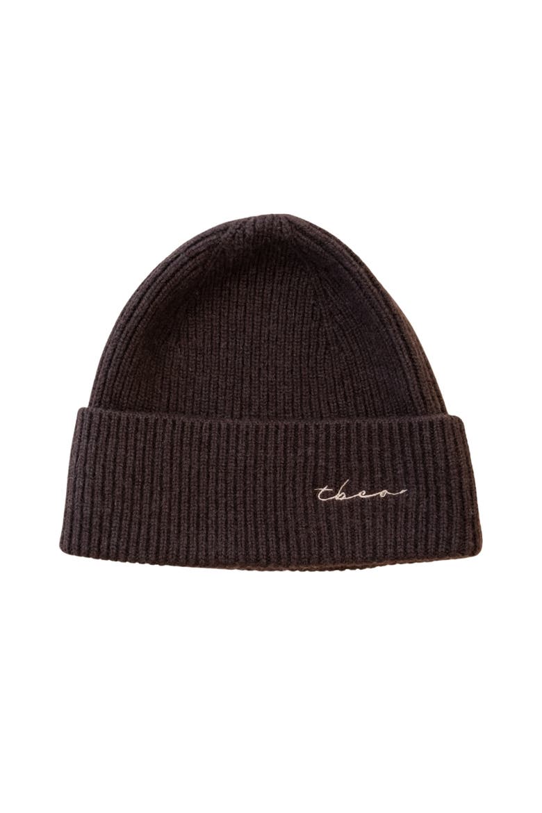 Cashmere & Merino Ribbed Beanie, Main, color, Chocolate