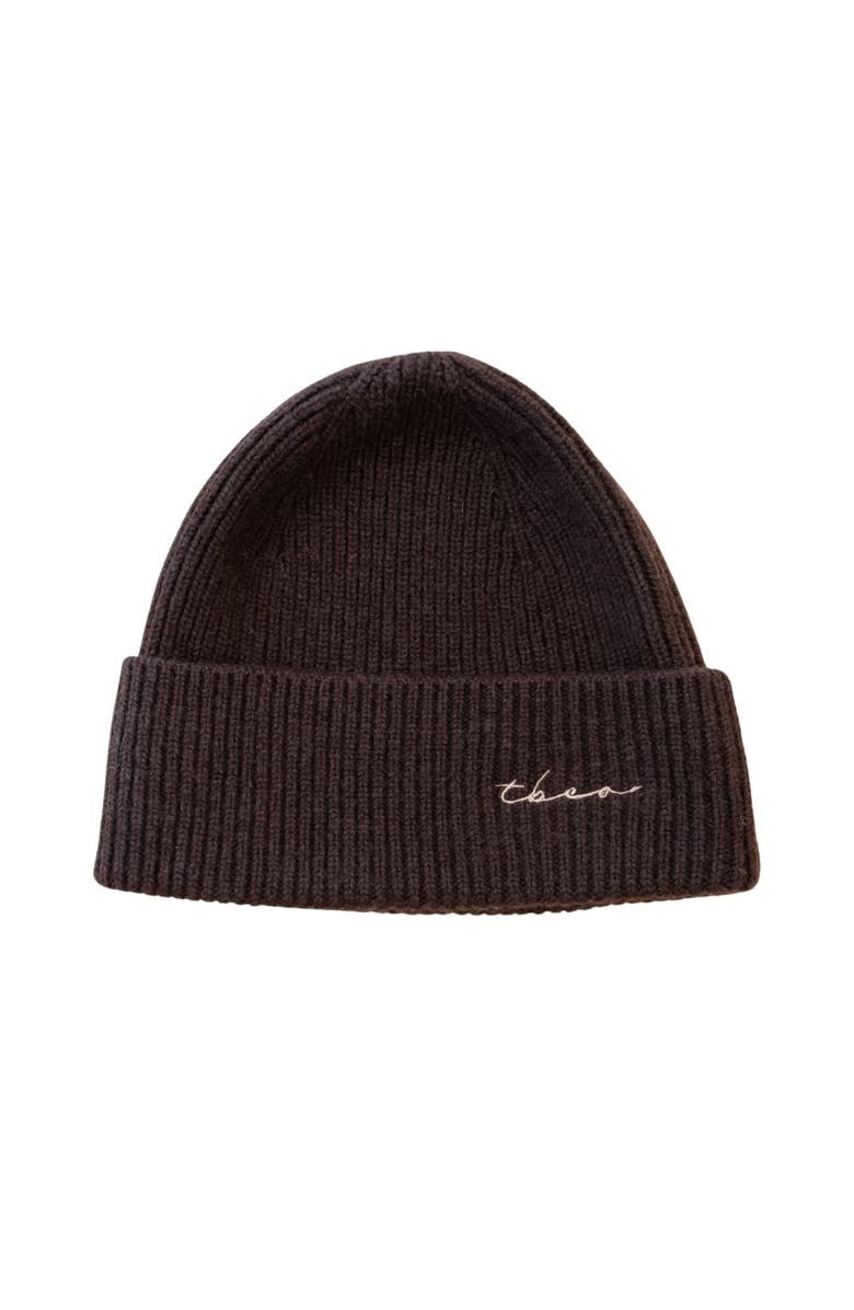 TBCo Cashmere & Merino Ribbed Beanie, Main, color, Chocolate