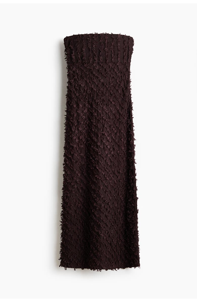 H&M Frayed bandeau dress, Alternate, color, Dark Brown