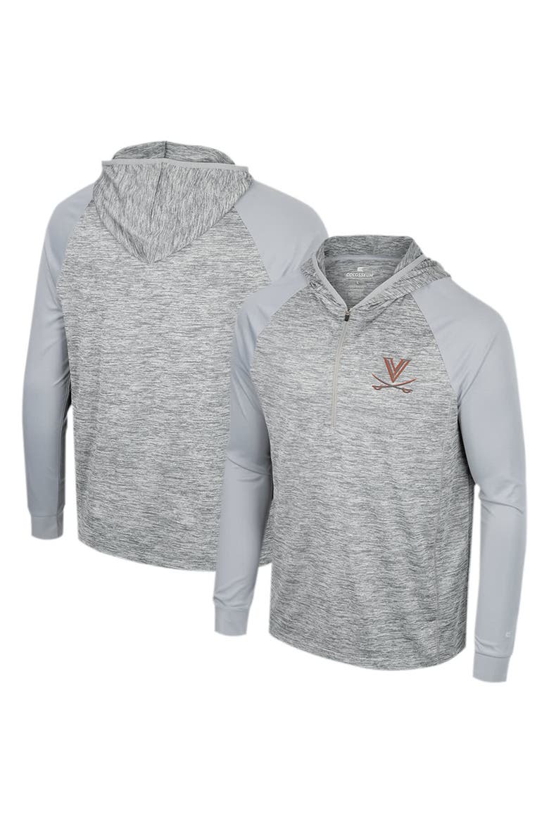 Men's Colosseum Gray Virginia Cavaliers Cybernetic Raglan Quarter-Zip Hooded Top, Alternate, color, Gray