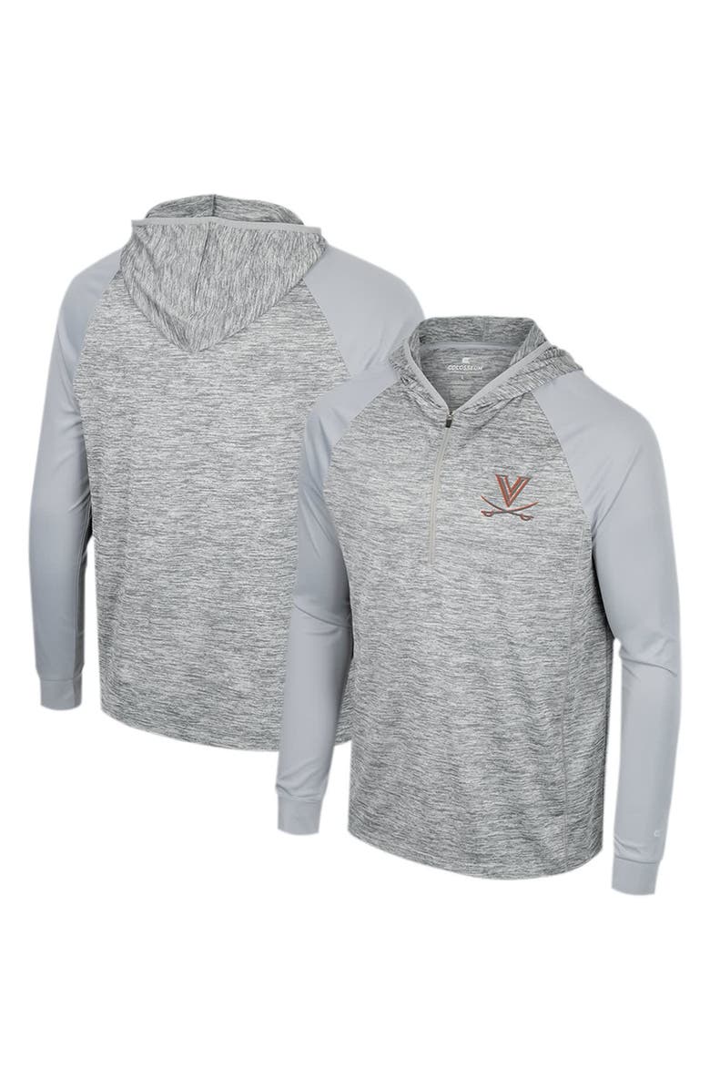 COLOSSEUM Men's Colosseum Gray Virginia Cavaliers Cybernetic Raglan Quarter-Zip Hooded Top, Alternate, color, 