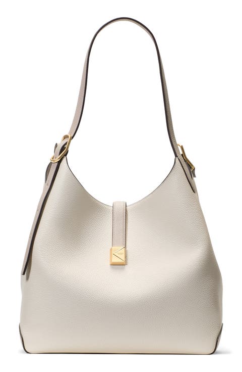 large deco pebbled leather shoulder bag