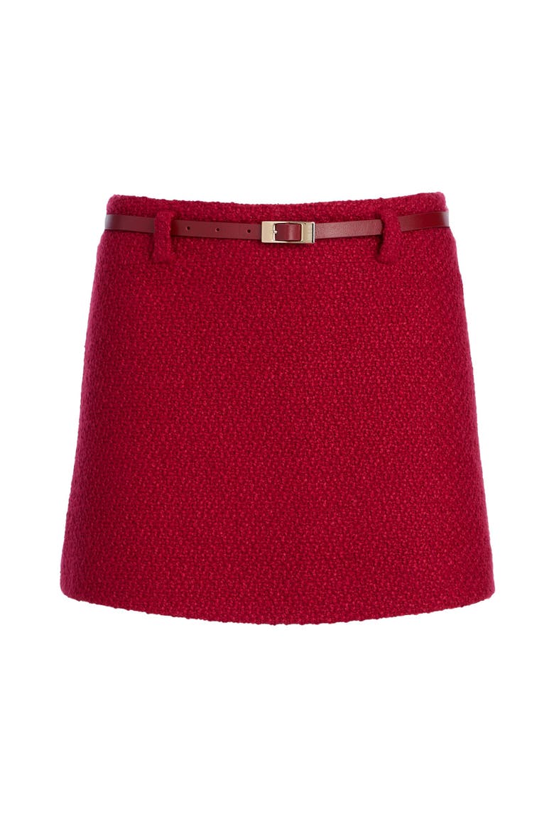 Karla Boucle Mini Skirt, Alternate, color, Ruby Red