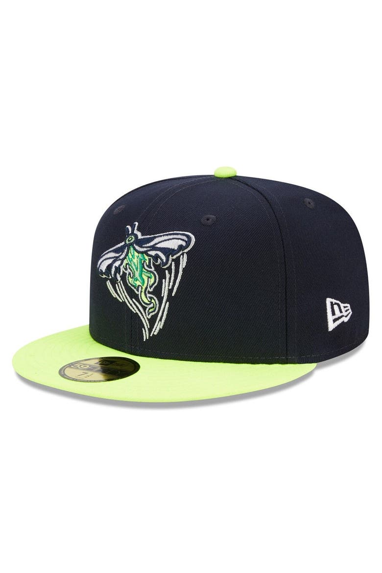 Men's New Era Navy/Neon Green Columbia Fireflies Marvel x Minor League 59FIFTY Fitted Hat, Main, color, Navy