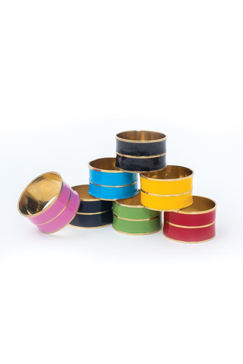 Enamel Azure Easter Celebration Blue & Gold Handcrafted Napkin Ring, Alternate, color, Blue
