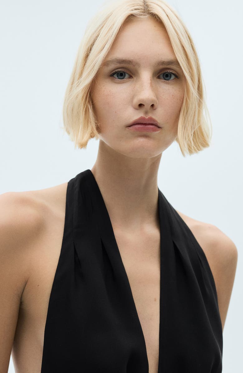 MANGO Ruffle Halter Minidress, Alternate, color,