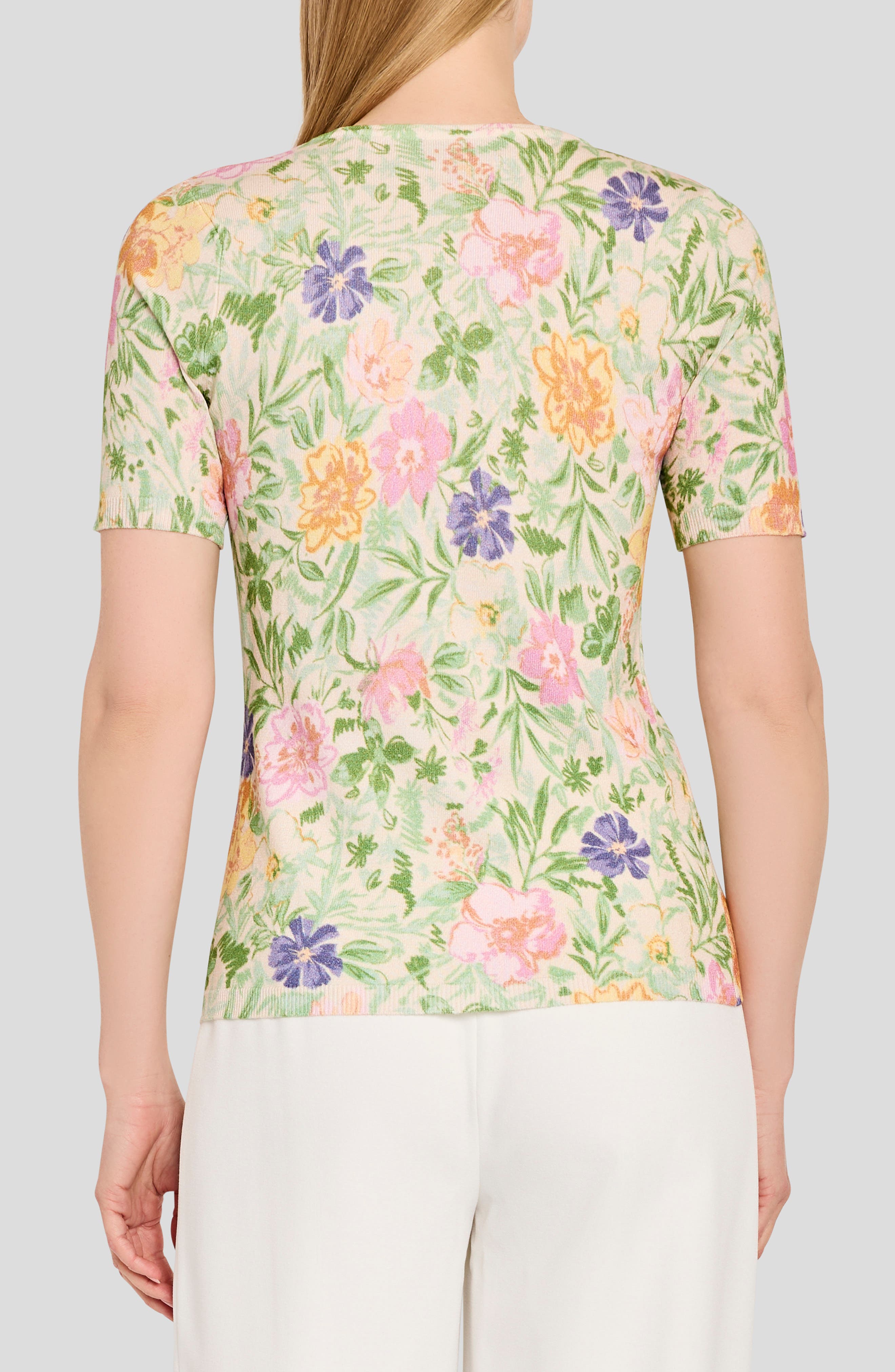 Print Short Sleeve Sweater - image 2