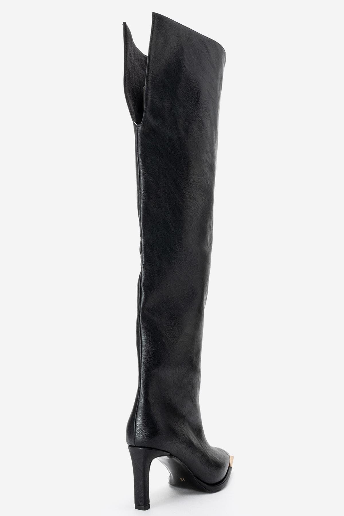Prologue Shoes Vody Over The Knee Zip Stiletto Boot, Alternate, color, Black Faux Leather
