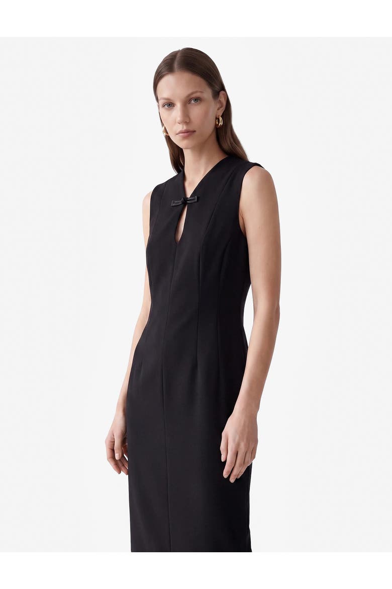 Sleeveless Keyhole Detal Qipao Midi Dress with Frog Closure, Alternate, color, BLACK