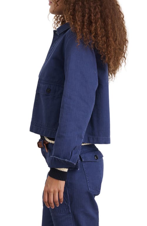 Alex Mill Marfa Crop Herringbone Twill Work Jacket In Blue