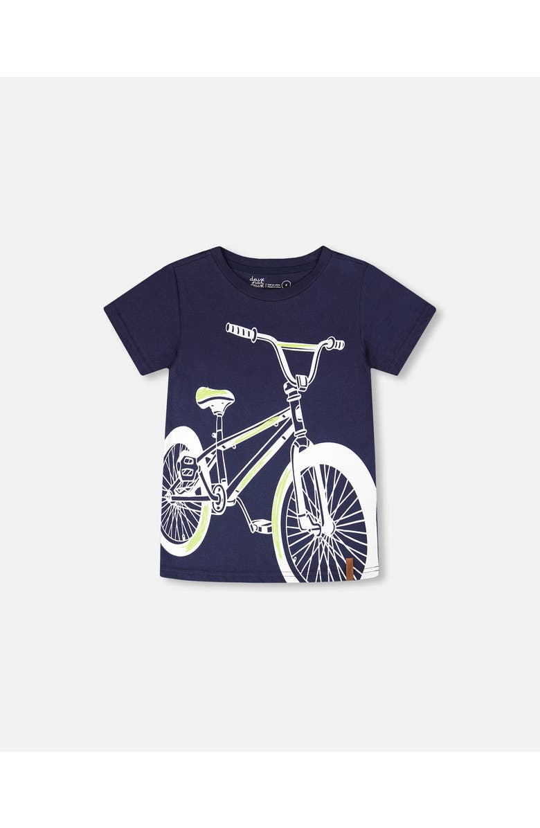 Deux par Deux Organic Cotton Jersey Bike T-Shirt, Main, color, Dark Blue