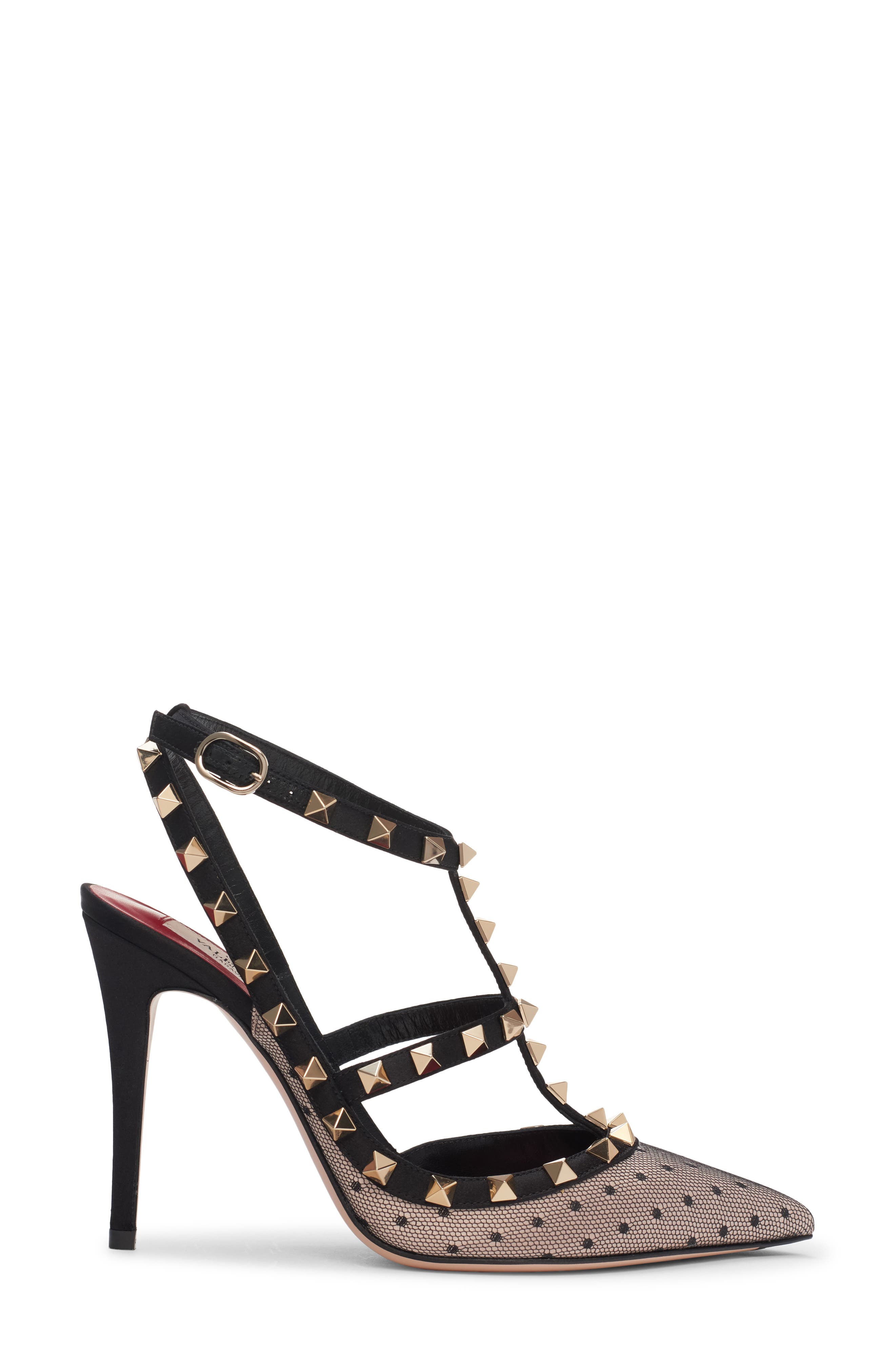 Rockstud Tulle Mesh Pump, Alternate, color, BEIGE/ BLACK