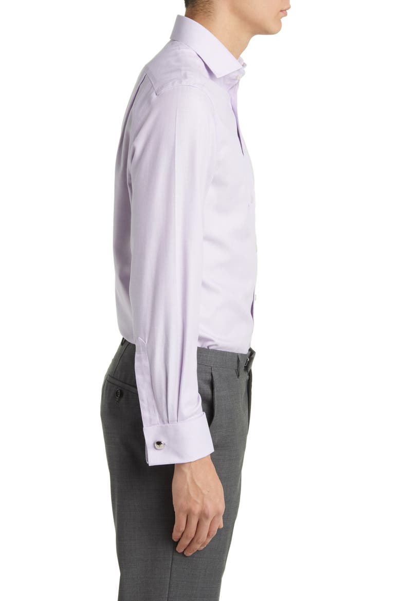 Non-Iron Clifton Weave Cutaway Slim Fit Shirt Double Cuff, Alternate, color, LILAC PURPLE