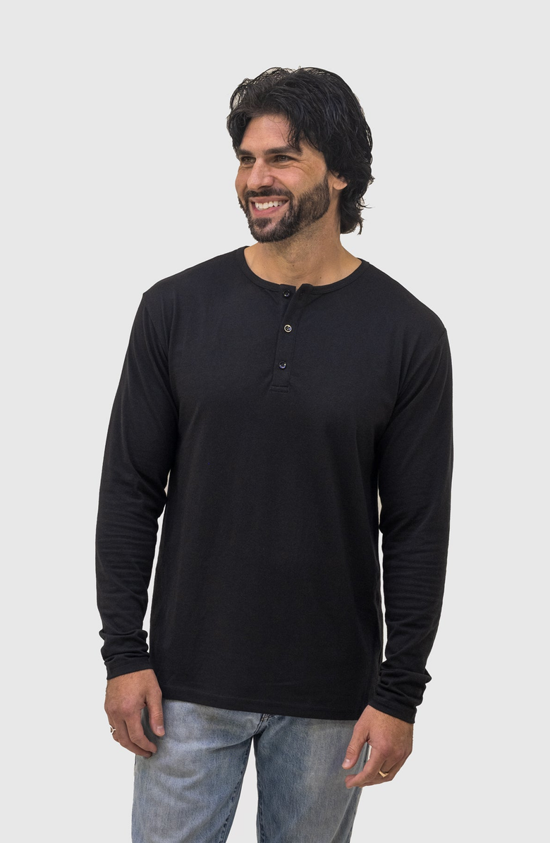 EPIC FITS Long Sleeve Henley, Alternate, color, Black / White / Slate Blue