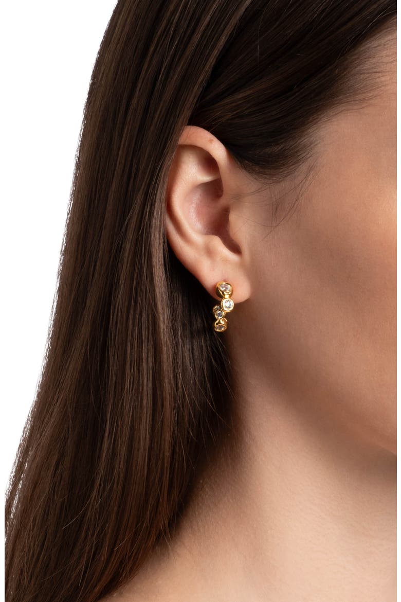 Asterales Small Hoop Earrings, Alternate, color, STONES/ YELLOW GOLD