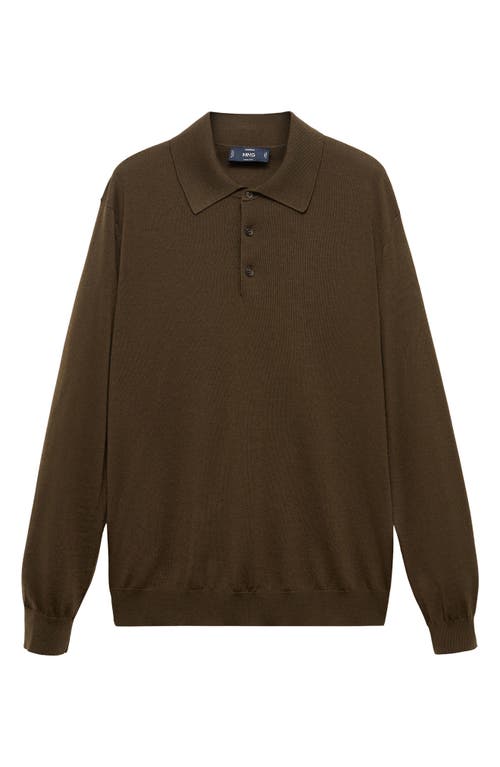 Mango Wool Sweater Polo In Brown