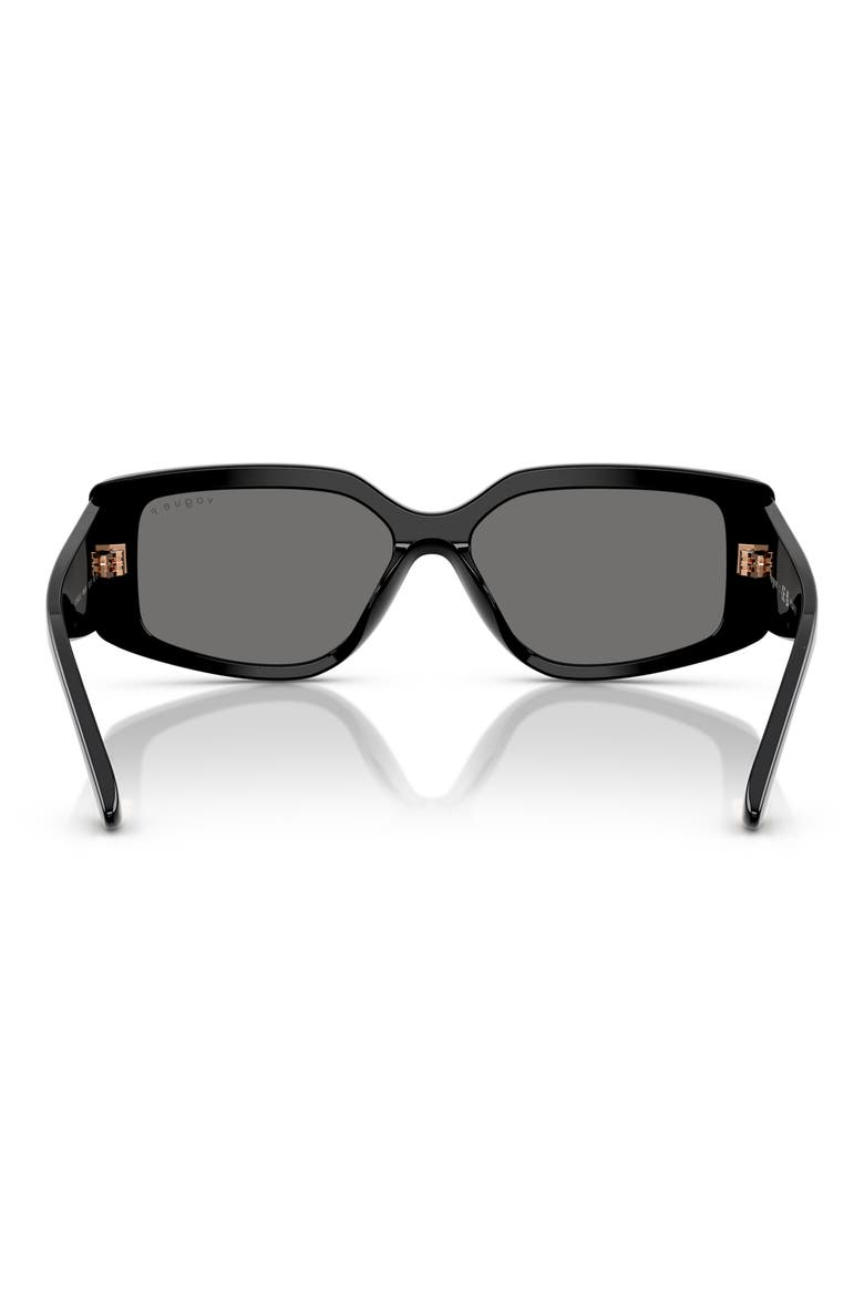 55mm Polarized Rectangular Sunglasses, Alternate, color, BLACK