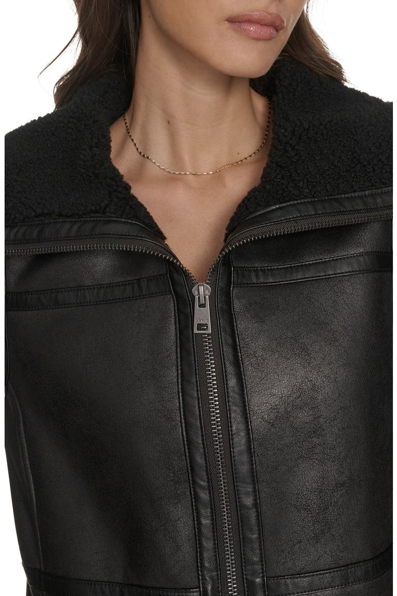 Faux Shearling Coat, Alternate, color, BLACK